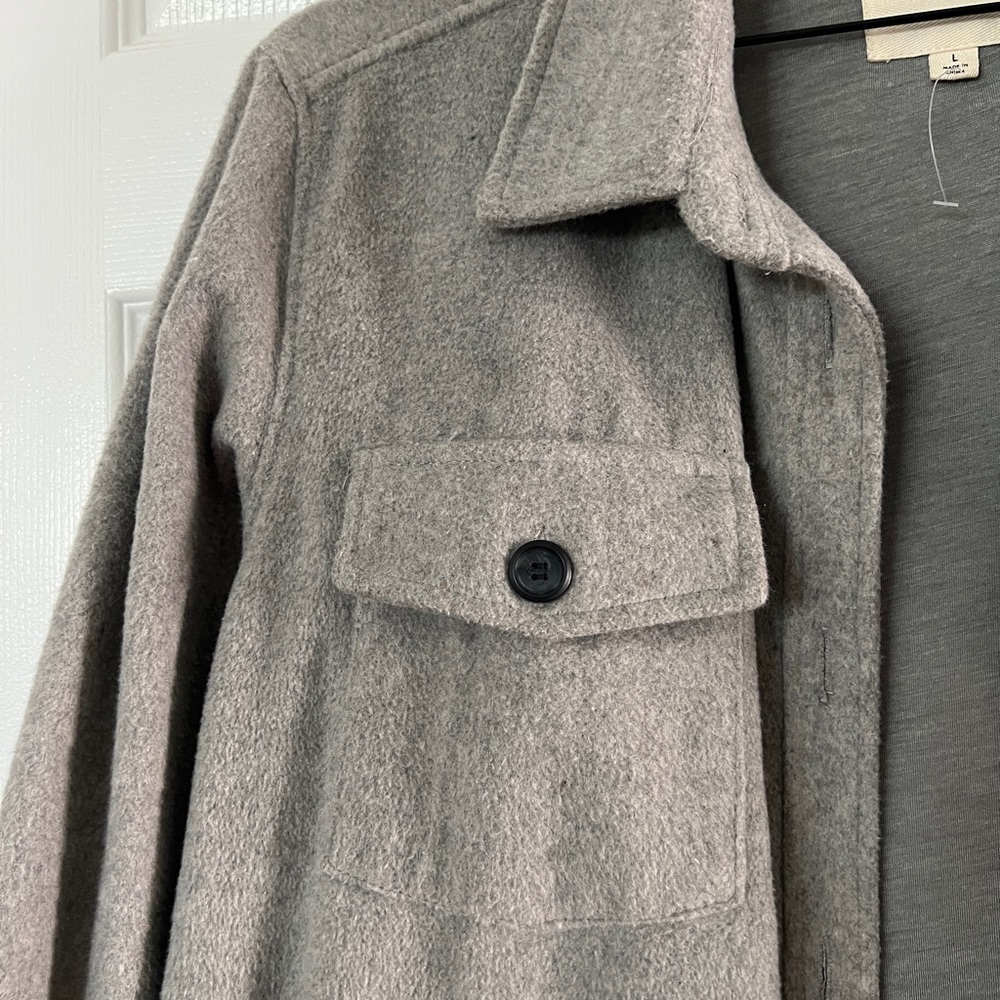 Gray Shacket Jacket Button Up - Picture 3 of 5